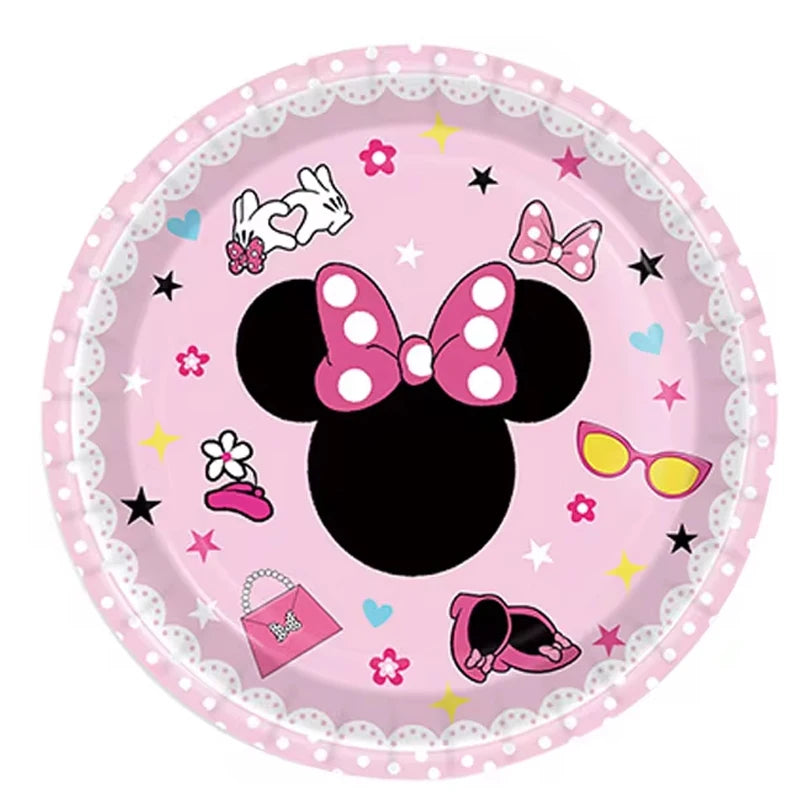 Set per Festa di Compleanno Minnie Mouse: Stoviglie, Bicchieri, Piatti, Tovaglioli, Tovaglia per Ragazze e Decorazioni Baby Shower