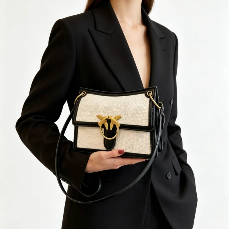 Borsa fasciatoio di lusso firmata, classica ed elegante, in pelle, da donna, a tracolla, tinta unita, tote da pendolare