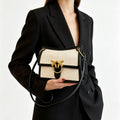 Borsa fasciatoio di lusso firmata, classica ed elegante, in pelle, da donna, a tracolla, tinta unita, tote da pendolare