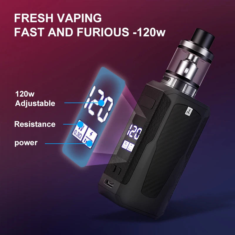 Sigarette elettroniche Vape Pen Smoke 120W Box Mod Kit 1800mah 2.5ml Atomizzatore Schermo OLED Sigaretta elettronica Vaporizzatore Vaper Shisha Ecig