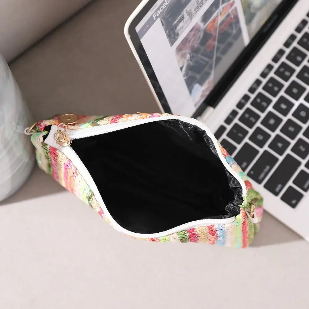 Borsa in tessuto arcobaleno colorato alla moda con tracolla regolabile, organizer da viaggio, borsa a tracolla per ragazze, borsa a tracolla portatile, gita casual