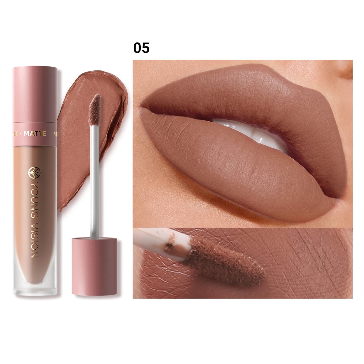 Velvet matte lip gloss matte velvet smooth easy dimensional plumping lipstick -to-apply square tube lip gloss waterproof three