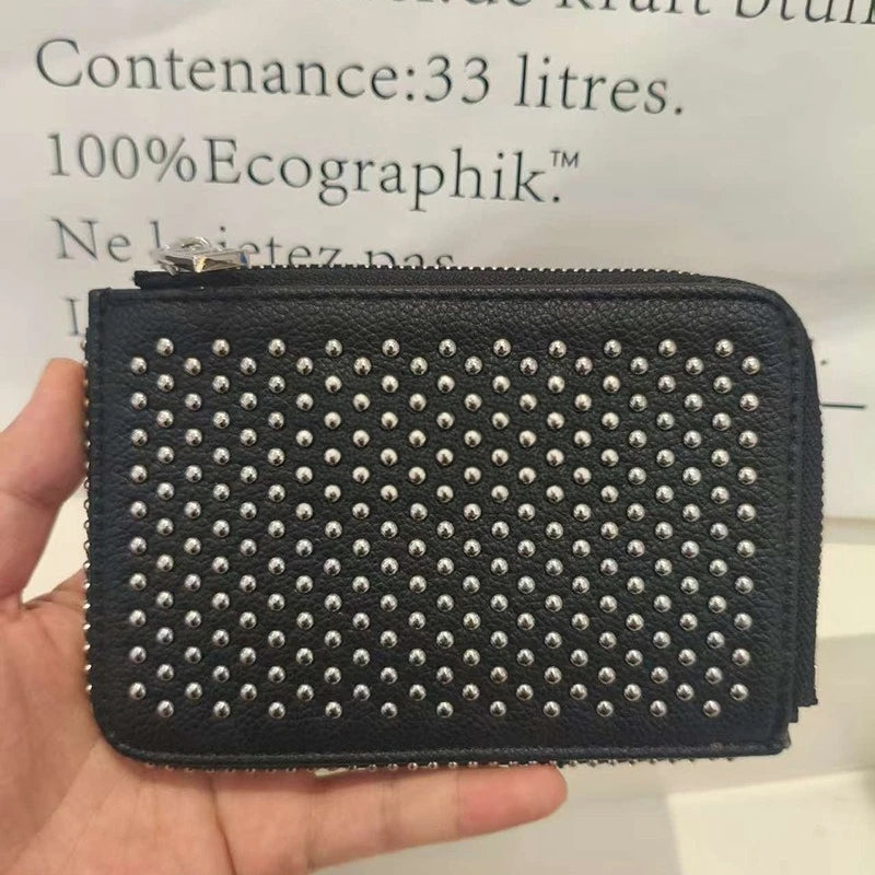 Nuovo Portafoglio da Donna ZV in PU con Catena Metallica, Porta Carte, Pochette in Denim, Portamonete, Portafoglio Piccolo