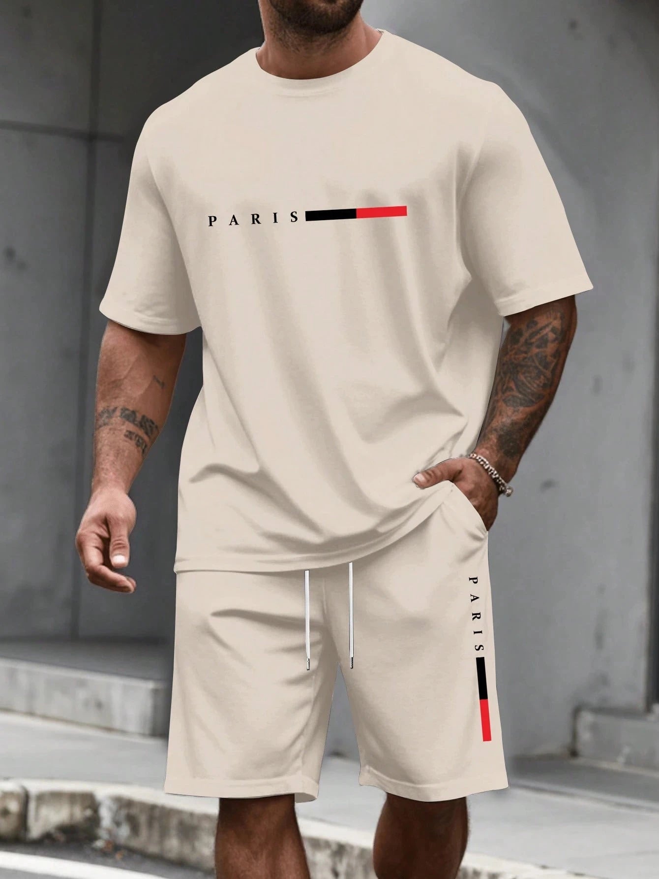 Tuta da uomo 2 pezzi  Camicia a maniche corte con scollo a O Pantaloncini Set Tuta da corsa da uomo T-shirt taglie forti Abbigliamento uomo T-shirt estiva