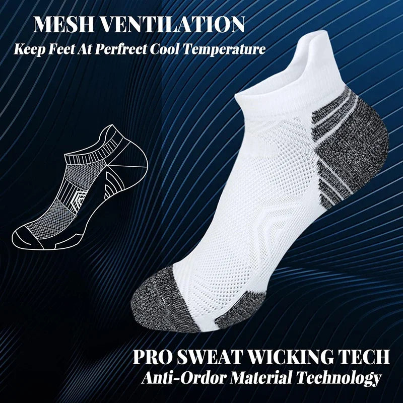 5 Pairs Performance Athletic Ankle Socks for Men and Women Ankle Support Low Cut Soft Tab Marathon Running Compression Socks