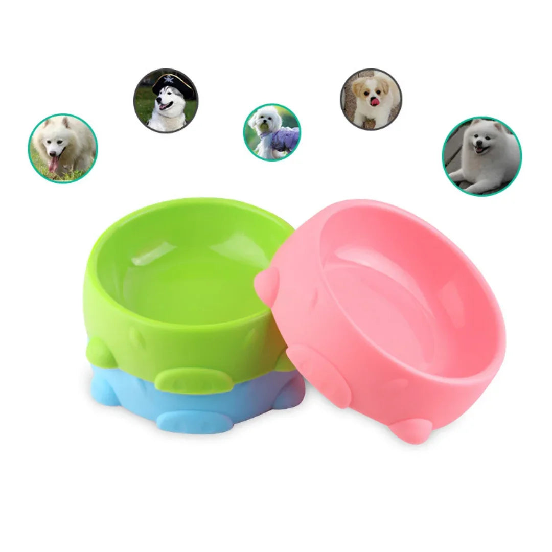 Dog Bowls for Food and Water Pet Dish with Non-Slip Base Cute Candy Color Plastic Feeder for Puppy Cat Slow Eat Bowls Easy Clean