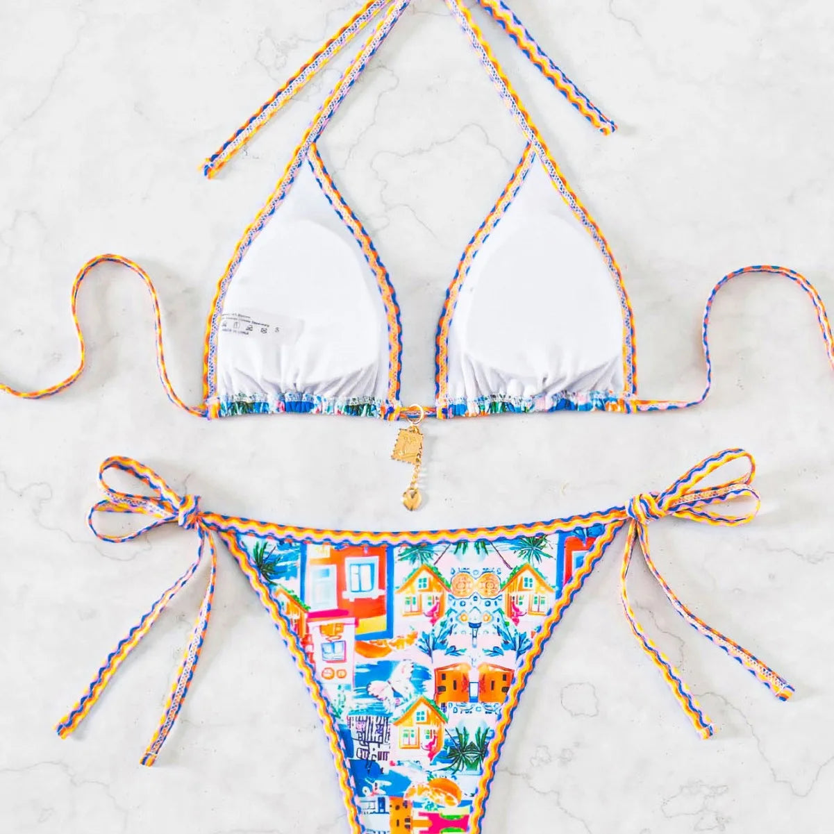 Nuovo Set Bikini Triangolo 2026 - Costume da Bagno Push-Up con Stampa Floreale e Slip Brasiliano