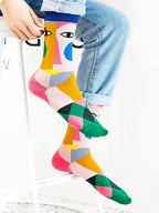 Calze Da Donna Cartoon Harajuku Cotone Skater Per Ragazze Streetwear Con Grafica A Righe Esclusive