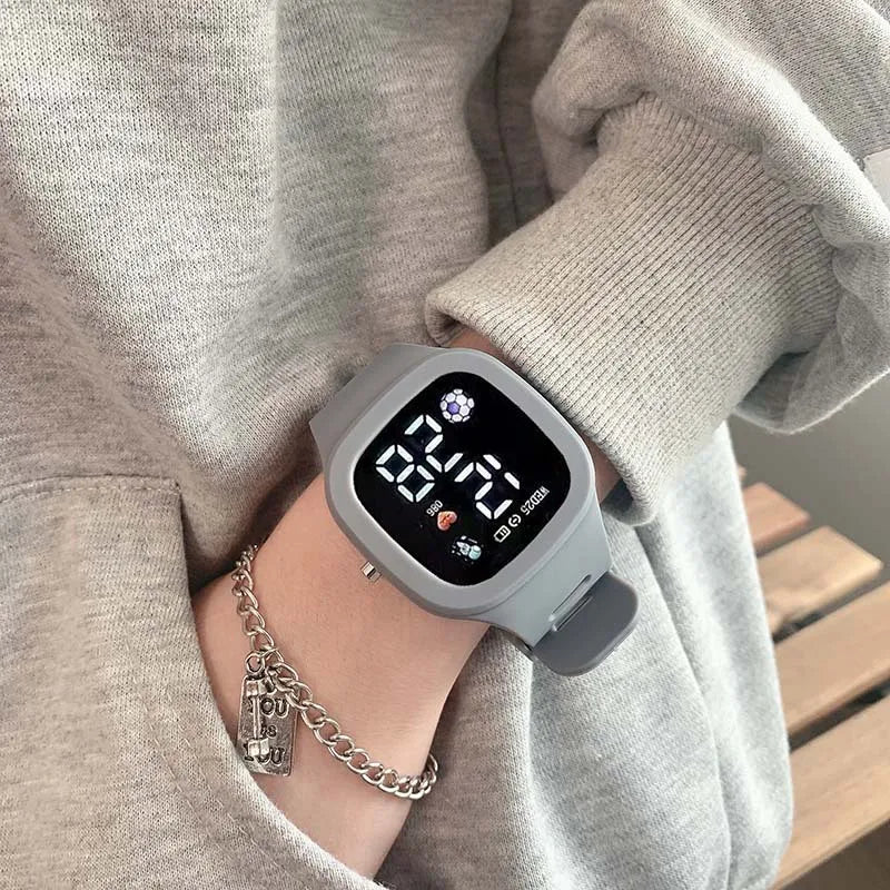 Orologio da donna da uomo Orologio sportivo digitale a LED per bambini Ragazzi Ragazze Orologio da polso elettronico da uomo in silicone impermeabile con quadrante grande quadrato