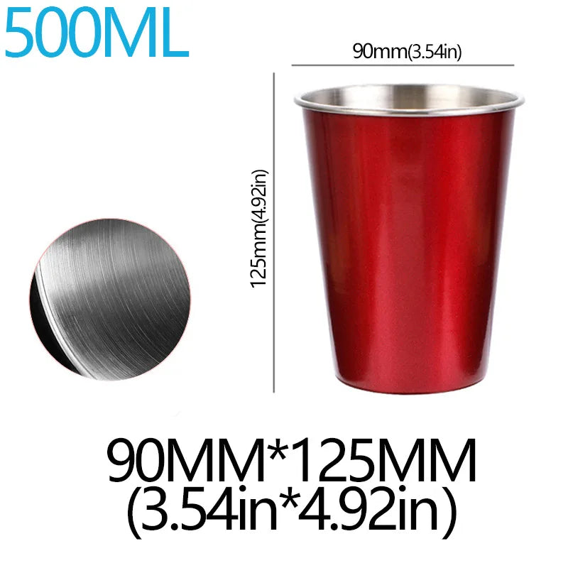 350/500ml Tazze in acciaio inossidabile Ufficio domestico Bar Cucina Bevande Bicchiere da caffè Tè Bere Boccale di birra Tazza da viaggio in metallo