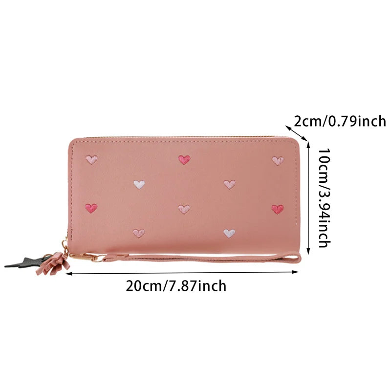 Portafogli lunghi da donna Portafogli di lusso con cuore d'amore per porta carte da tasca per soldi da donna Portafogli femminili Pochette per telefono