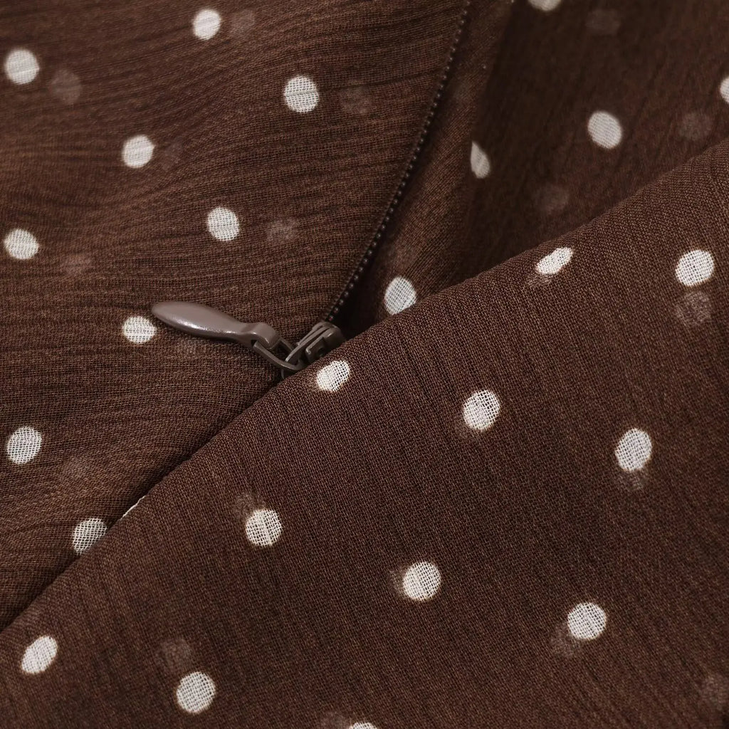 Nuovo Abito Estivo da Donna 2026, Elegante Vestito Chic con Collo a Cascata, Mini Abito Comodo a Pois per Feste e Balli