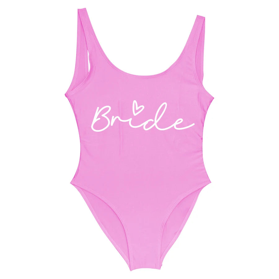 S-3XL Team Bride Costume intero Squad Donna Blush Pink Costumi da bagno Addio al nubilato Costumi da bagno Beatchwear Costume da bagno