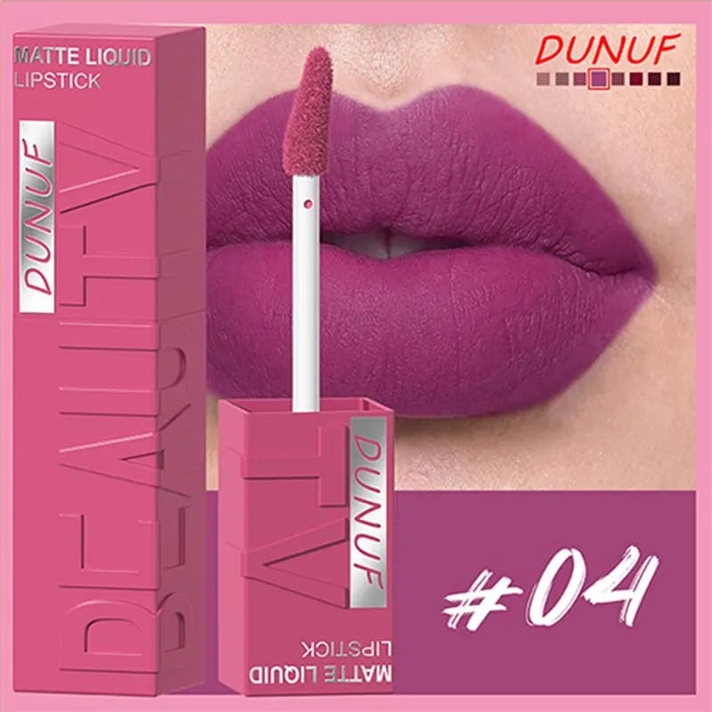 Matte Velvet Lip Gloss Long Lasting Silky Smooth Liquid Lipstick Not Easy To Fade Lipgloss Makeup Sexy Purple for Women Lip Tint