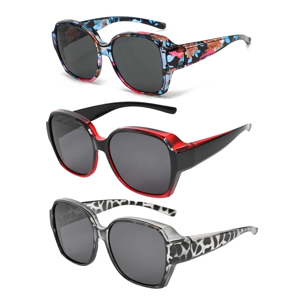 1/2/3PC Sunglasses Fit Over Glasses Polarized for Men Women, Wrap-Around Glasses UV400 Protection for Driving and Outdoor T01