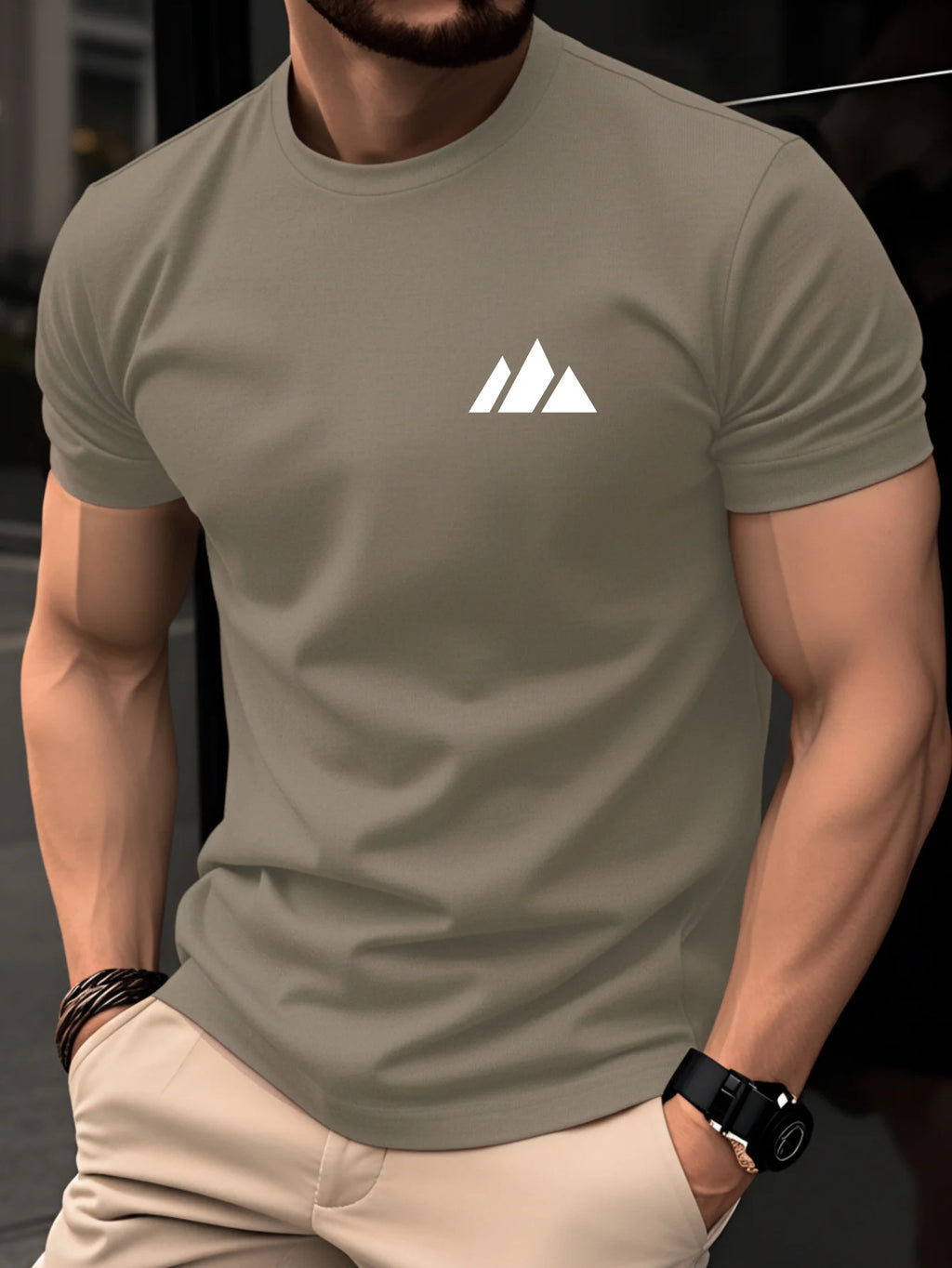 T-shirt da uomo estiva 100% cotone, casual, alla moda, con stampa geometrica, vestibilità ampia, traspirante, girocollo, manica corta