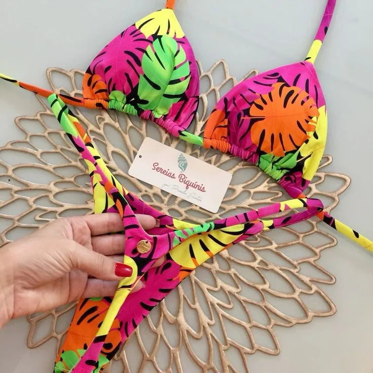 Nuovo bikini da donna con stampa divisa, costumi da bagno, perizoma alla moda, per le vacanze al mare