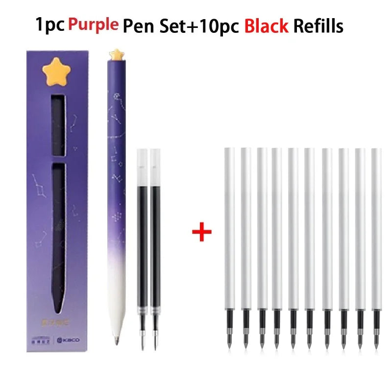 KACO Galaxy Gel Pens FIRST Heart Star Series Rotary Signature Pen Set, 0.5mm Gift Boxes, Students Brush Exam Writing Stationery