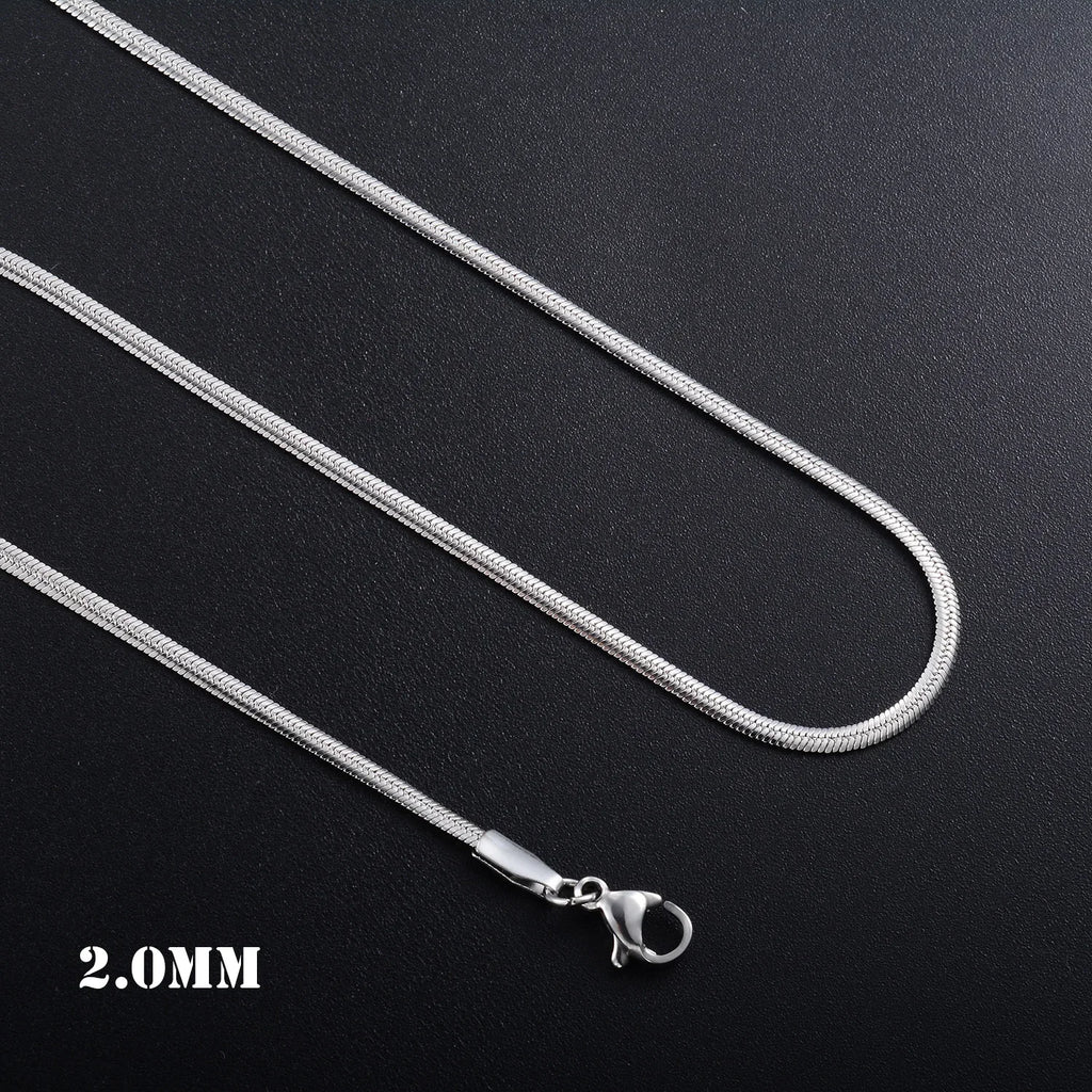 Yadreva 1.0mm/2.0mm Collana sottile in acciaio inossidabile Catena a serpente piatta Collegamento semplice Accessori per gioielli che non sbiadiscono