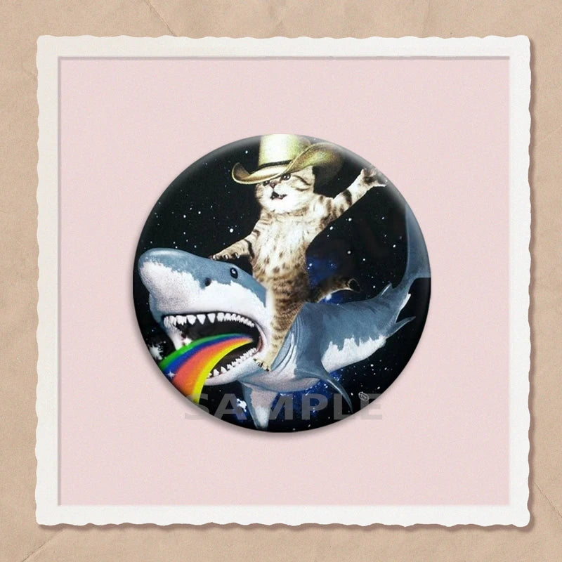 Simpatico e divertente arcobaleno gatto alieno spille con bottoni zaino abbigliamento decorazione spilla cartone animato fantascienza distintivo gioielli regali per bambini