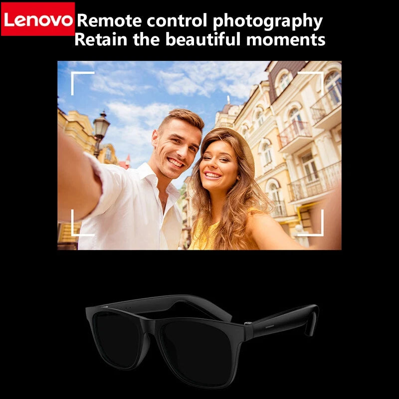 Occhiali intelligenti Lenovo AI con controllo remoto, fotografia touch, assistente vocale, chiamate Bluetooth wireless, cuffie per uomo e donna, idee regalo