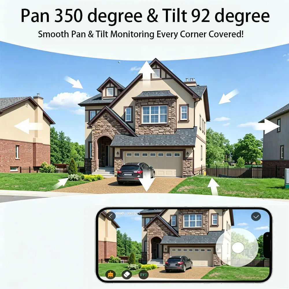 ICAM365 Security Camera Outdoor Waterproof Dual Lens HD 10MP 10X Zoom WiFi CCTV Night Vision Two-Way Intercom PTZ Remote Viewing