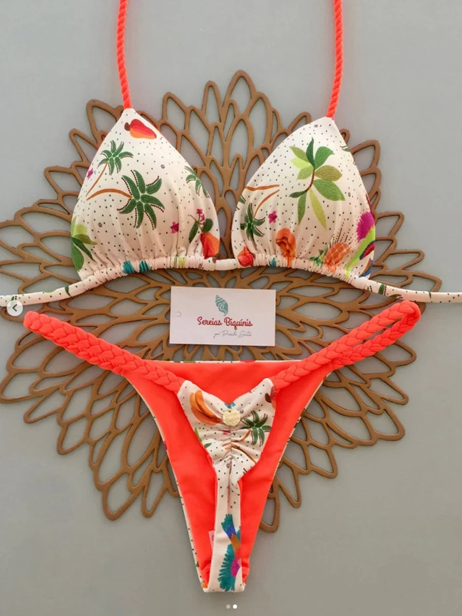 Micro Bikini 2026 Push Up Donna Costumi da Bagno Sexy Brasiliani Set Bikini Perizoma Stampa Biquini Abbigliamento Mare Estivo