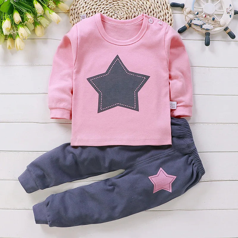 Vestiti per la casa della neonata pigiama pantaloni lunghi t-shirt biancheria intima del fumetto 2 pezzi modello gatto del fumetto vestiti per ragazze vestito da 0 a 6 anni