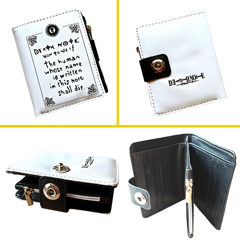Death Note Anime Portafoglio corto in pelle PU nera Porta carte e portamonete per regalo per ragazzi e ragazze