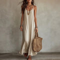 Nuovo Arrivo: Abito Lungo Senza Spalline da Donna, Vestito Casual con Collo a O Senza Maniche, Abito Ampio da Spiaggia e Vacanza, Vestito Lungo Boho