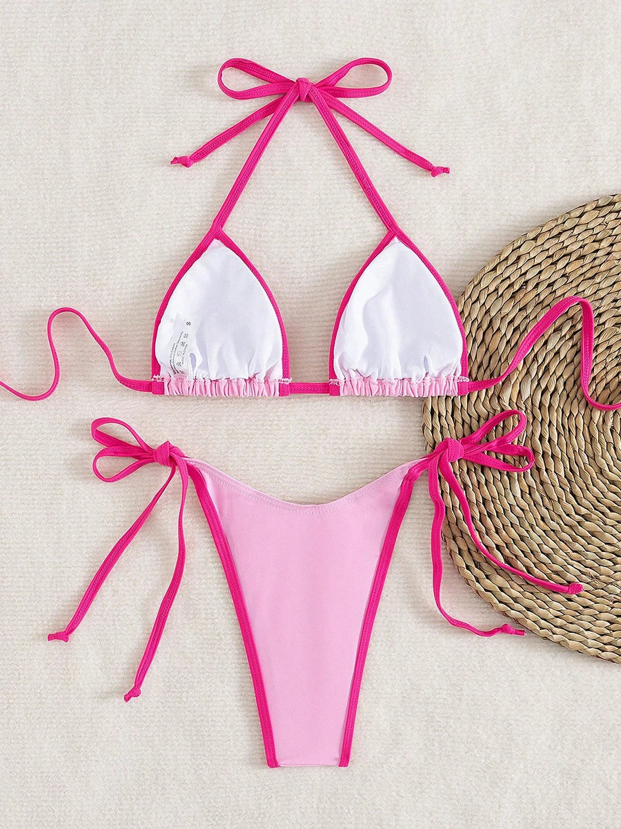 Il colore sexy a contrasto separa il micro bikini 2026 costume da bagno da donna costumi da bagno femminili mini perizoma bikini set costume da bagno a due pezzi