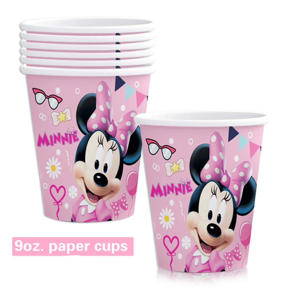 Set per Festa di Compleanno Minnie Mouse: Stoviglie, Bicchieri, Piatti, Tovaglioli, Tovaglia per Ragazze e Decorazioni Baby Shower
