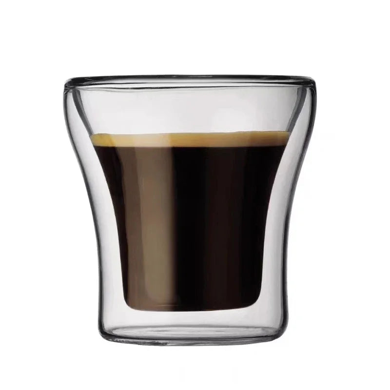 JUSTINLAU 1/2/4 Pezzi Tazza da Caffè in Vetro a Doppia Parete, Bicchiere Trasparente Termoisolante per Acqua, Tazza per Colazione, Bicchiere per Bevande Fredde, Boccale da Birra