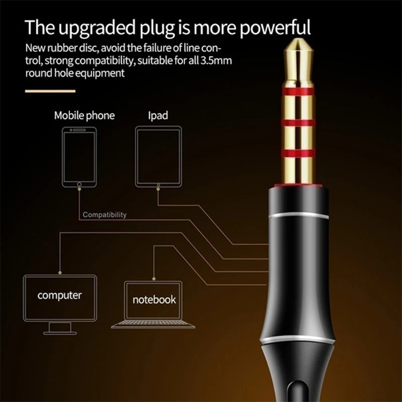 Cuffie jack da 3,5 mm cablate universali Doppio clacson 6D Stereo Auricolari musicali per bassi pesanti con microfono Auricolari in-ear vivavoce da gioco