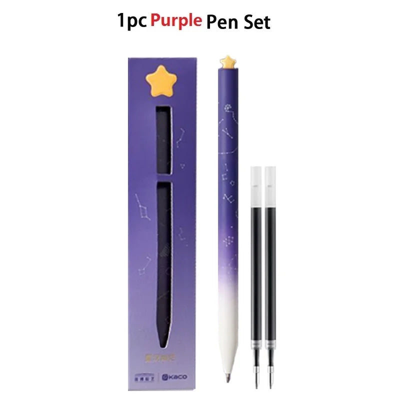 KACO Galaxy Gel Pens FIRST Heart Star Series Rotary Signature Pen Set, 0.5mm Gift Boxes, Students Brush Exam Writing Stationery