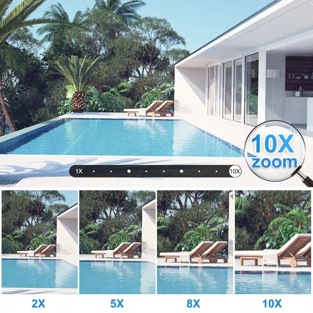 ICAM365 Security Camera Outdoor Waterproof Dual Lens HD 10MP 10X Zoom WiFi CCTV Night Vision Two-Way Intercom PTZ Remote Viewing