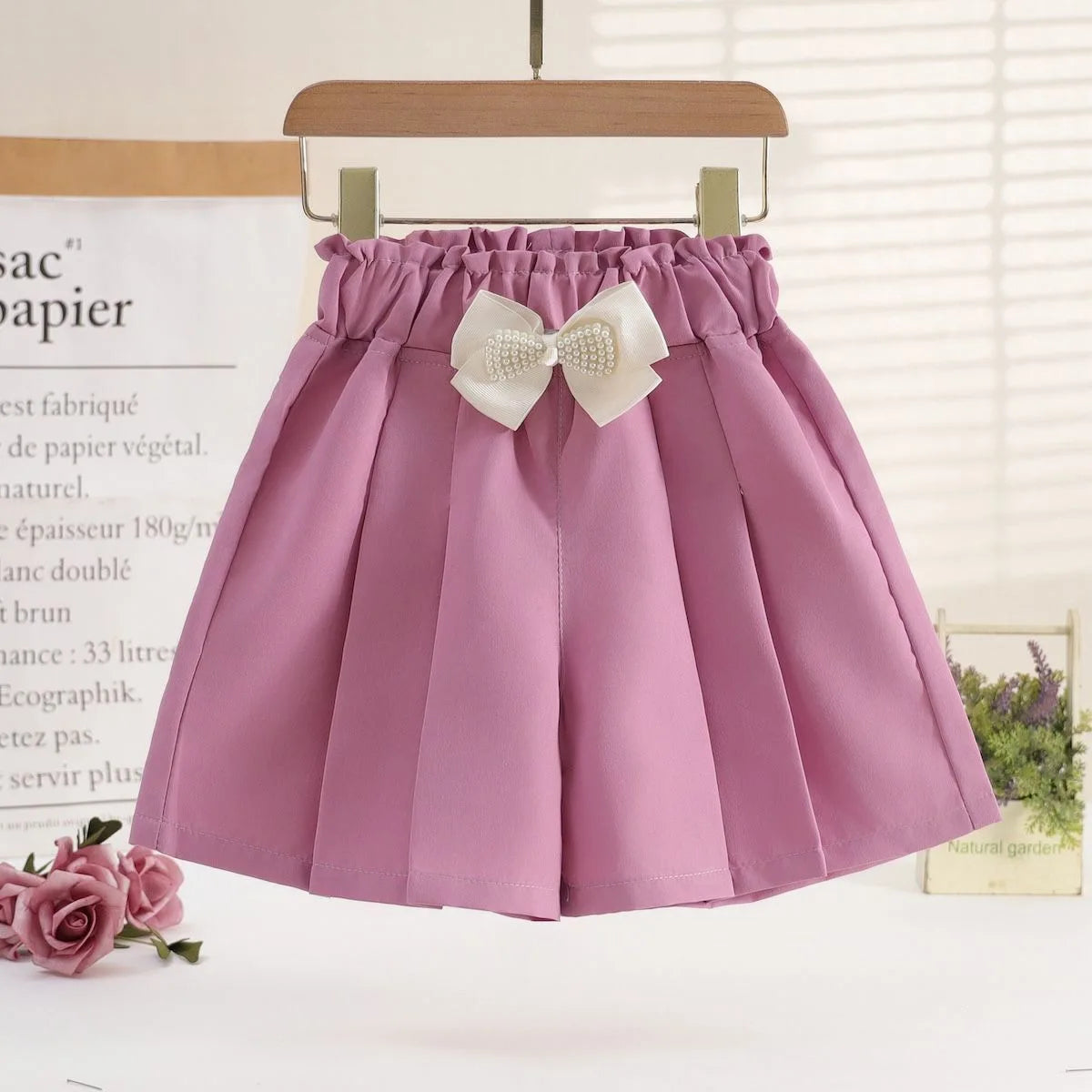 1/2/3 Pezzi Pantaloncini Larghi Estivi per Ragazze, Abbigliamento Casual da Esterno, Pantaloncini Sottili Traspiranti, Gonnellino con Fiocco, Abbigliamento Moda Bambina