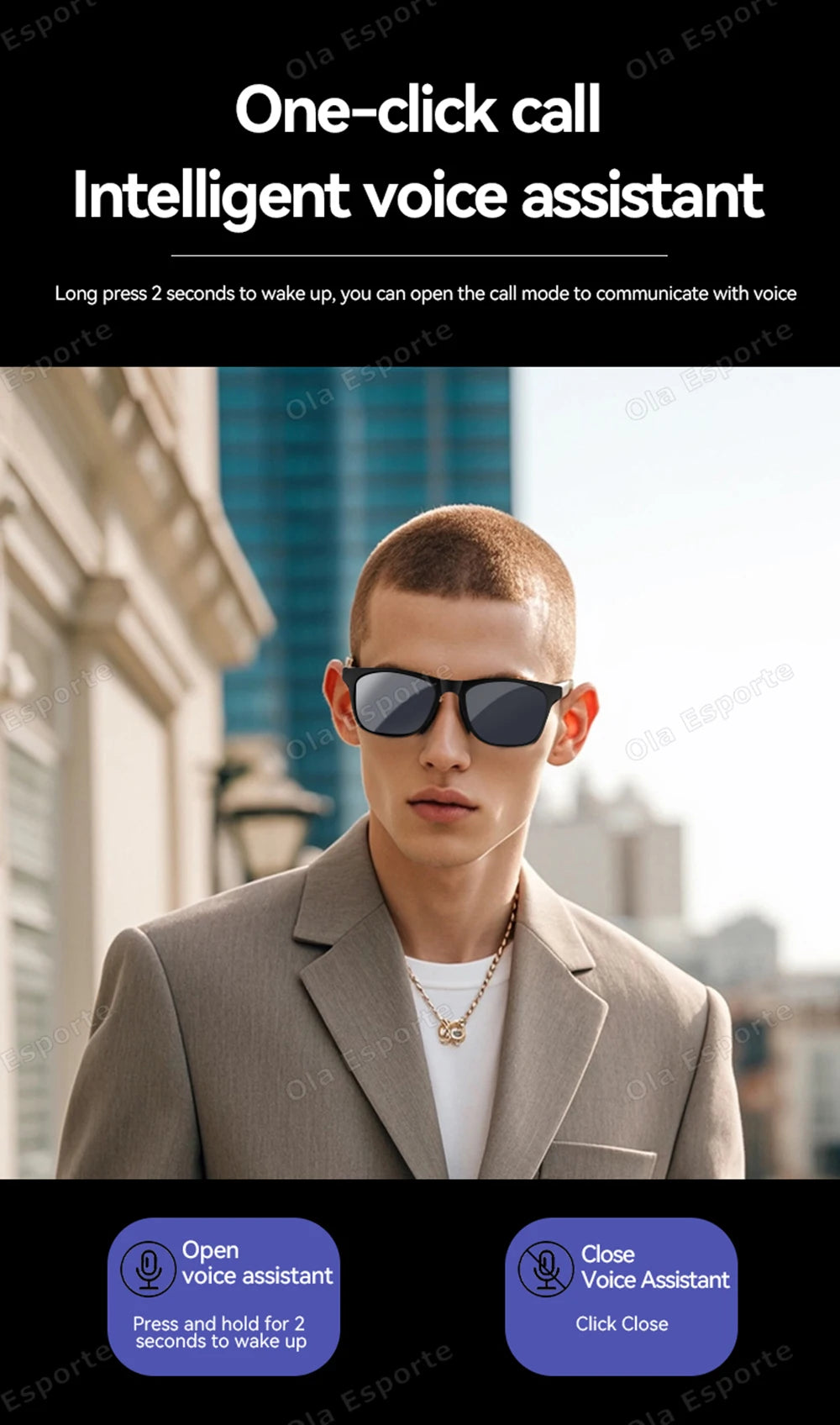 Nuovi Occhiali Smart 2026 per Uomo e Donna, Occhiali Bluetooth con Controllo Vocale, Chiamate, Musica, Protezione UV400, Occhiali da Sole Polarizzati con Cuffie Integrate