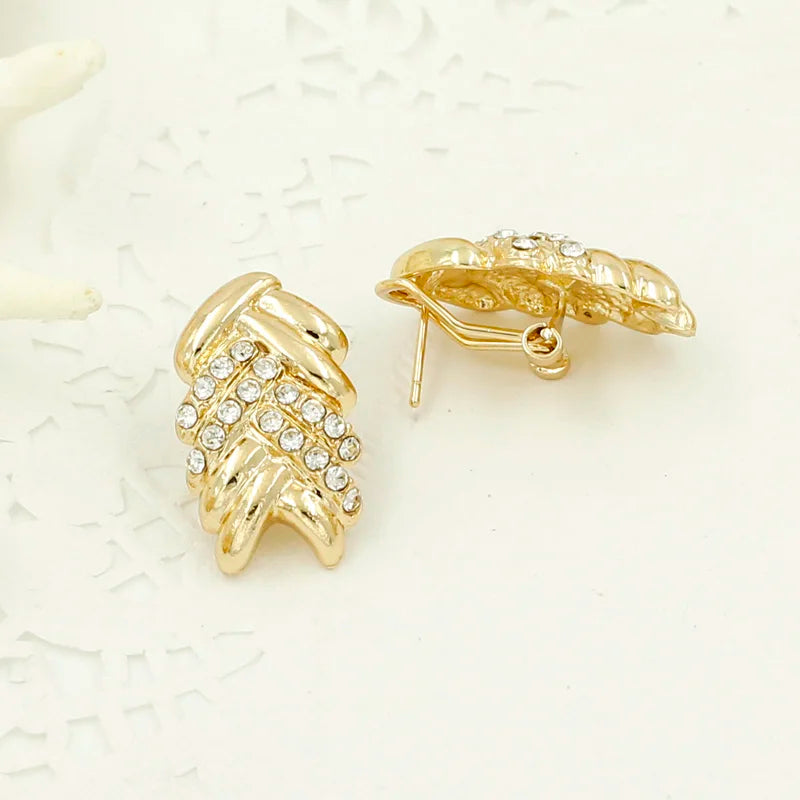 Fashion Bridal Dubai Gold Color Jewelry Sets for Women Costume Necklace Earrings Nigerian Wedding African Jewellery Set