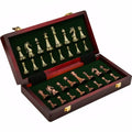 Set di scacchi di alta gamma 30 cm/11,8 pollici, bronzato anticato, scatola pieghevole in legno massello, pezzi degli scacchi in lega pesata, regalo di Natale.