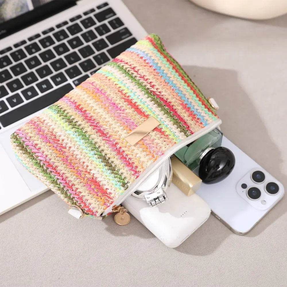 Borsa Intrecciata Leggera e Colorata Arcobaleno, Organizer da Viaggio con Tracolla Regolabile, Borsa a Tracolla per Ragazze, Borsa a Tracolla Portatile per Uscite Casual
