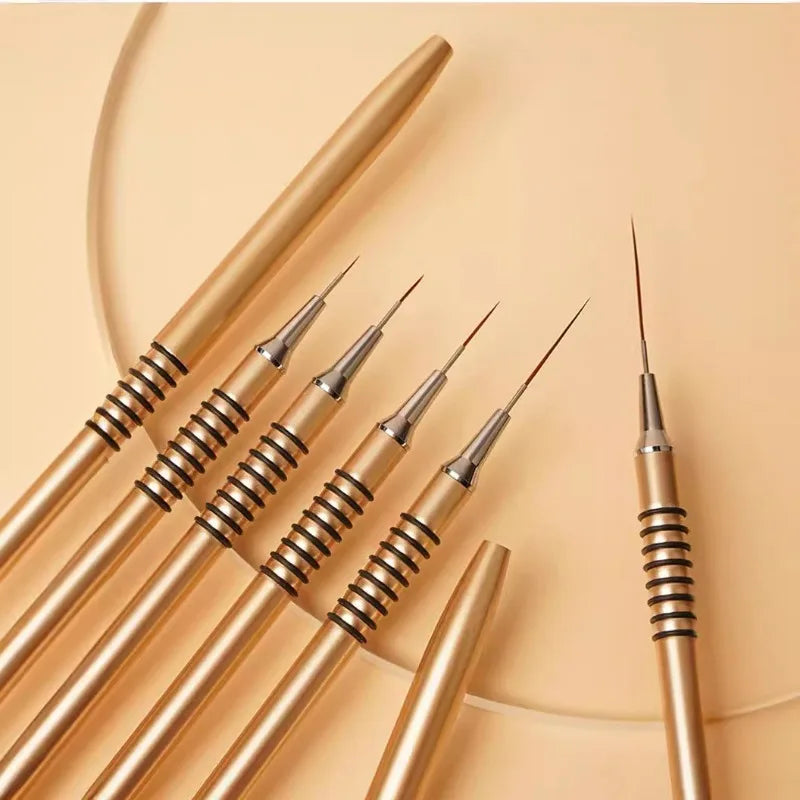 new 6Size Nail Art Liner Brushes 5/7/9/11/20/25mm Painting Nail Brush Dotting Drawing Tool Long Lines Thin Details Manicure pen