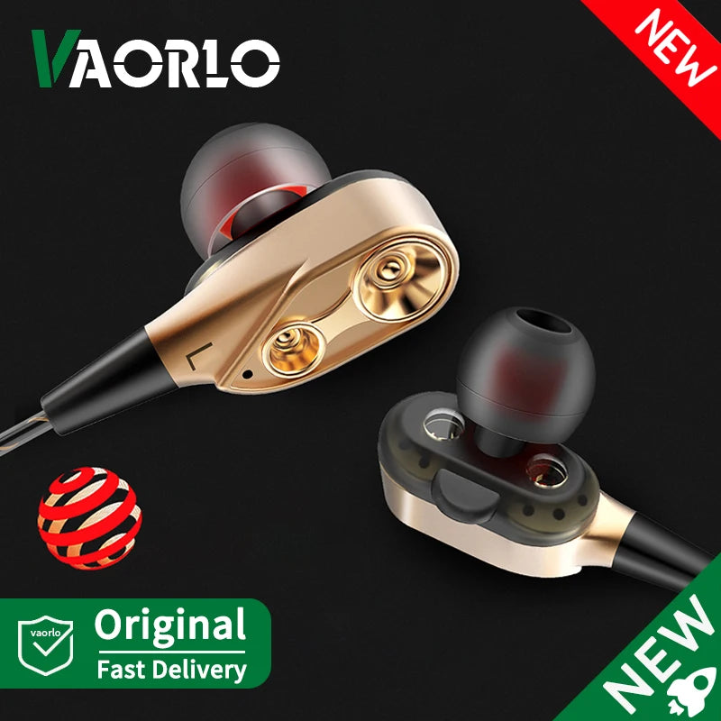 Cuffie a doppia bobina mobile AUX da 3,5 mm con microfono Cuffie dinamiche In-Ear Musica Giochi Sport Auricolari Bass Surround Suono scioccante
