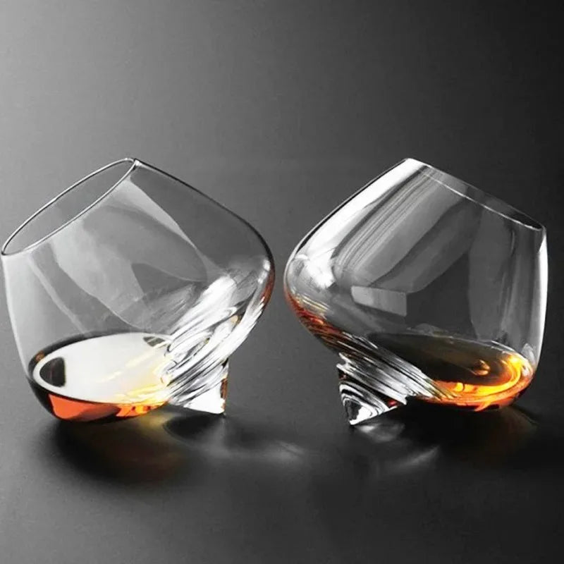 1Pc Irregolare Whisky Bicchiere di Vino Rotante Pancia Alta Birra Whisky Brandy Cocktail Bere Bicchiere di Vino Bicchiere Giù Bar di Vetro
