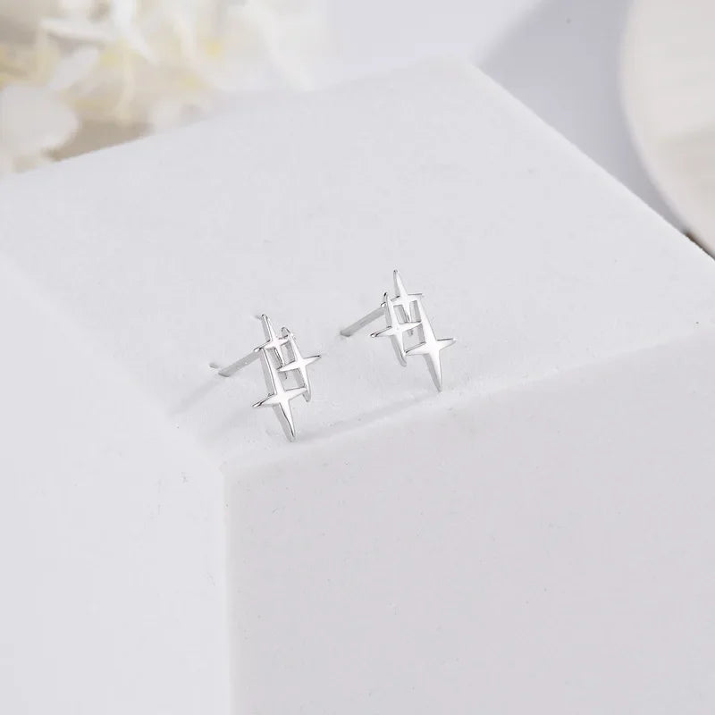 REETI 925 Timbro Argento Colore Stella Orecchini con perno Donne Ragazza Regalo Carino Banchetto Asimmetria Gioielli Dropshipping All'ingrosso