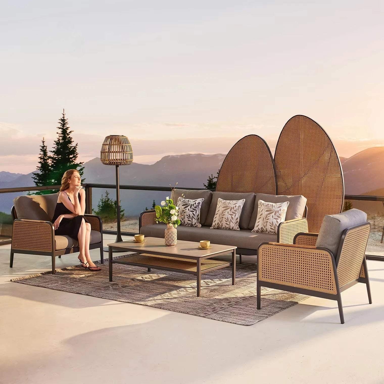 Mobili da salotto moderni Set da salotto per esterni Divano da giardino Mobili da giardino in rattan Set di divani da esterno