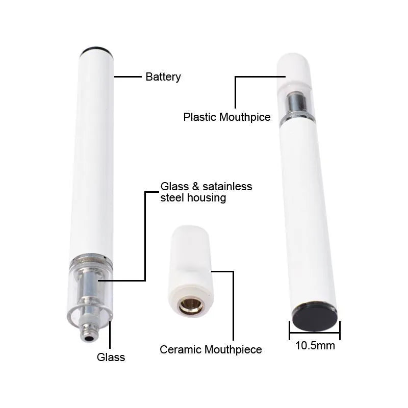 CC-ell Vaporizzatore per olio spesso Vape 320mAh con porta di ricarica Micro USB inferiore 0,5 ml 1,0 ml Cartuccia in ceramica Penna sottile con filettatura 510