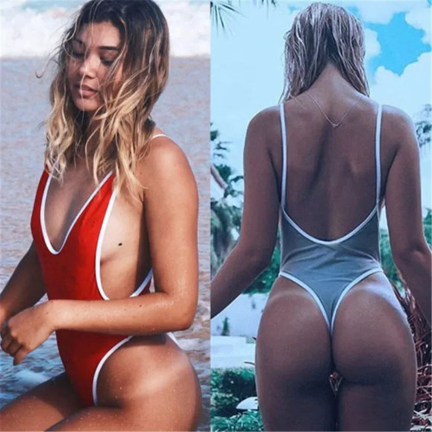2025 Profondo scollo a V Perizoma Costumi da bagno Donna Costume intero Donna Trikini Taglio alto Monokini Backless Costume da bagno Costume da bagno