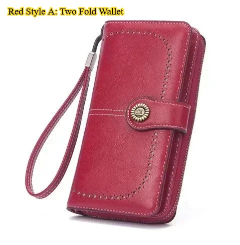 Portafoglio da donna di alta qualità, antifurto, in pelle, con cerniera lunga, grande, pochette da donna, porta carte.