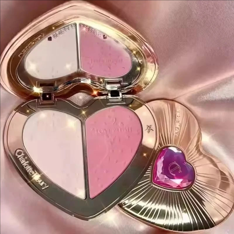 Fard CT Starlight in polvere, illuminante, due colori, delicato, a forma di cuore, cosmetici naturali